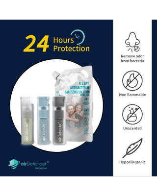 Daily Antibacterial Sanitising Mist 10ml x 3 bottles (G/B/T) + [Refill] 150ml All In One Antibacterial Solution x 1